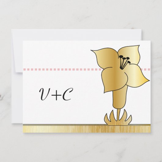 Art Deco Lily Modern Typography Wedding Invite Kaart (Achterkant)