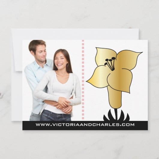 Art Deco Lily Modern Typography Wedding Invite Kaart (Achterkant)