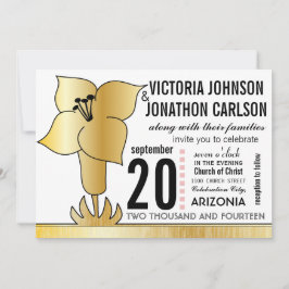 Art Deco Lily Modern Typography Wedding Invite Kaart