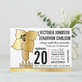 Art Deco Lily Modern Typography Wedding Invite Kaart (Staand voorkant)