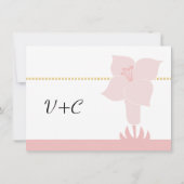 Art Deco Lily Modern Typography Wedding Invite Kaart (Achterkant)