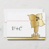 Art Deco Lily Modern Typography Wedding Invite Kaart (Achterkant)