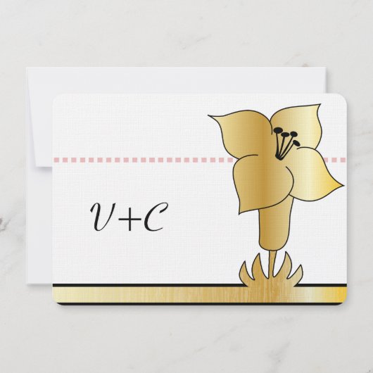 Art Deco Lily Modern Typography Wedding Invite Kaart (Achterkant)