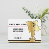 Art Deco Lily Modern Typography Wedding Invite Kaart (Staand voorkant)