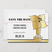 Art Deco Lily Modern Typography Wedding Invite Kaart (Voorkant)