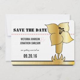 Art Deco Lily Modern Typography Wedding Invite Kaart