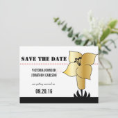 Art Deco Lily Modern Typography Wedding Invite Kaart (Staand voorkant)