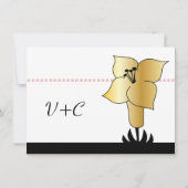 Art Deco Lily Modern Typography Wedding Invite Kaart (Achterkant)