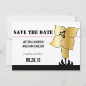 Art Deco Lily Modern Typography Wedding Invite Kaart (Voorkant)