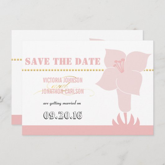 Art Deco Lily Modern Typography Wedding Kaart (Voorkant / Achterkant)