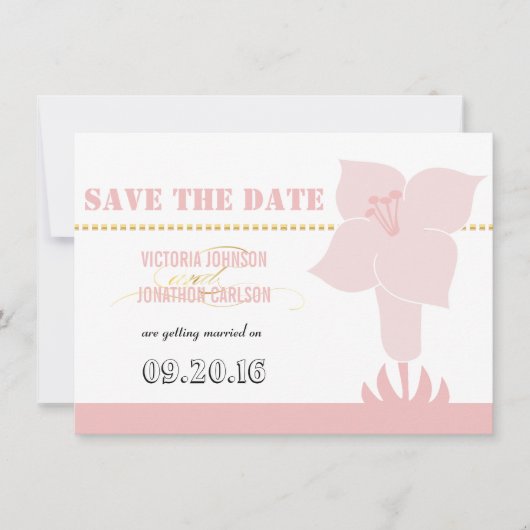 Art Deco Lily Modern Typography Wedding Kaart (Voorkant)