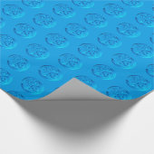 Art Deco Lily patroon - cerulean blue Cadeaupapier (Hoek)