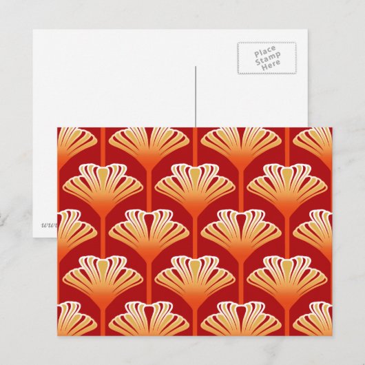Art Deco Lily, Tangerine Oranje en Gold Briefkaart (Voorkant / Achterkant)