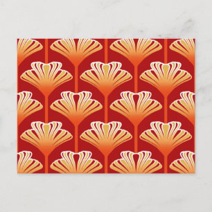 Art Deco Lily, Tangerine Oranje en Gold Briefkaart