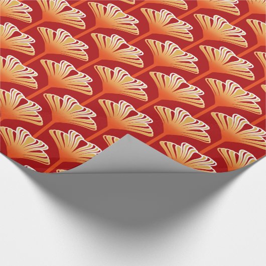 Art Deco Lily, Tangerine Oranje en Gold Cadeaupapier (Hoek)