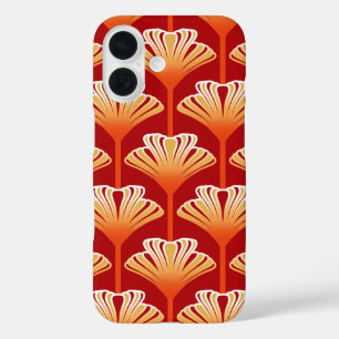 Art Deco Lily, Tangerine Oranje en Gold iPhone 16 Hoesje