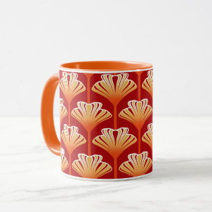 Art Deco Lily, Tangerine Oranje en Gold Mok