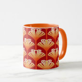 Art Deco Lily, Tangerine Oranje en Gold Mok (Voorkant rechts)