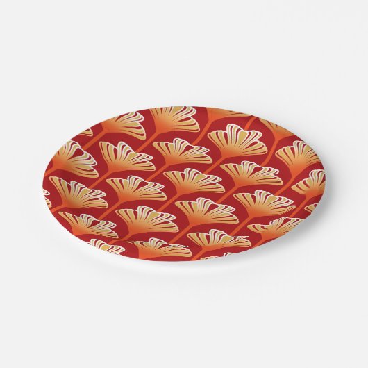 Art Deco Lily, Tangerine Oranje en Gold Papieren Bordje (Gekanteld)