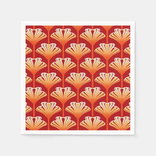 Art Deco Lily, Tangerine Oranje en Gold Servet (Voorkant)