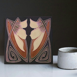 Art Deco Lily Terracotta Wall Decor Art Nouveau Tegeltje
