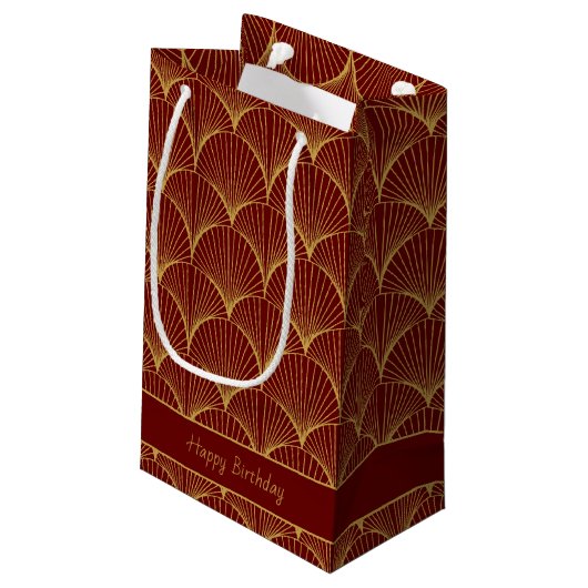 Art Deco Line Fan Pattern | bewerkbare tekst Klein Cadeauzakje (Achterkant Gekanteld)