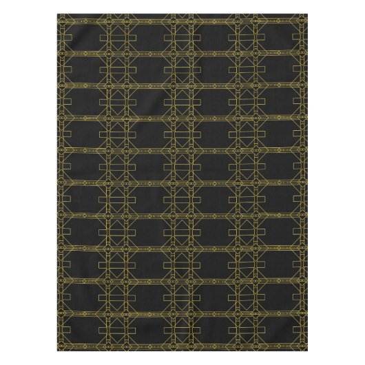 Art Deco Line Patroon op zwart Tafelkleed (Voorkant)