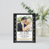 Art Deco Lines Black & Gold Photo Save the Date Aankondigingskaart (Staand voorkant)