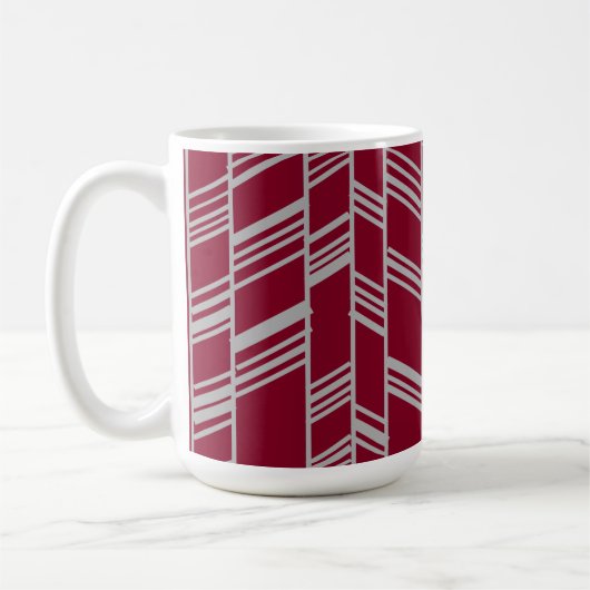 Art Deco Lines - Maroon Koffiemok (Links)
