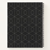Art Deco Lininear Geometry Black White, gepersonal Notitieboek (Achterkant)
