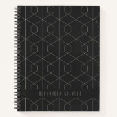 Art Deco Lininear Geometry Black White, gepersonal Notitieboek (Voorkant)