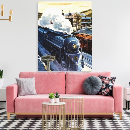Art Deco Locomotief Baltimore en Ohio Canvas Afdruk (Insitu (Woonkamer))
