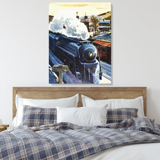 Art Deco Locomotief Baltimore en Ohio Canvas Afdruk (Insitu (Slaapkamer))