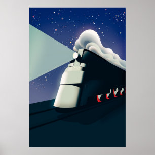 Art Deco-locomotief Poster