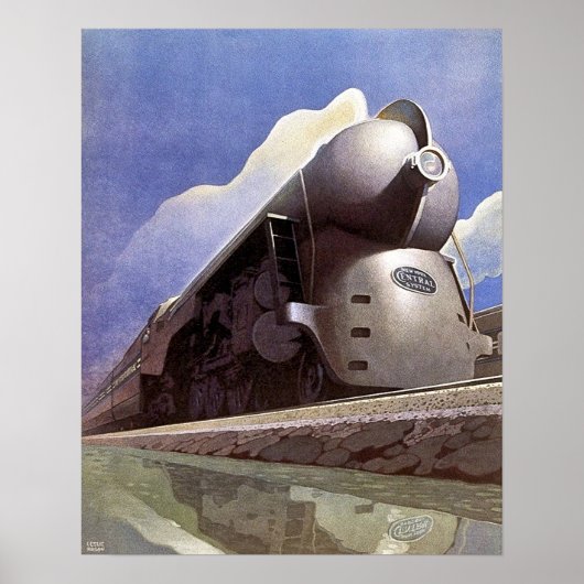 Art Deco Locomotief Treinadvertentie uit het verle Poster (Voorkant)