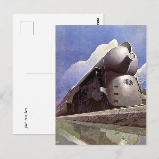  art. deco-locomotieven briefkaart (Voorkant / Achterkant)