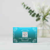 Art Deco Logo Blauw Visitekaartje (Staand voorkant)