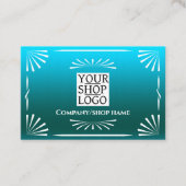 Art Deco Logo Blauw Visitekaartje (Voorkant)