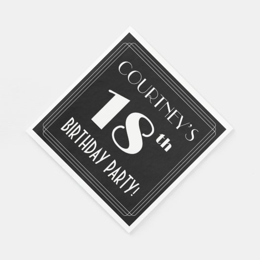 Art Deco Look 18th Birthday Party With Custom Name Servet (Hoek)