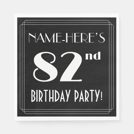Art Deco-look 82e verjaardag met aangepaste naam Servet (Voorkant)