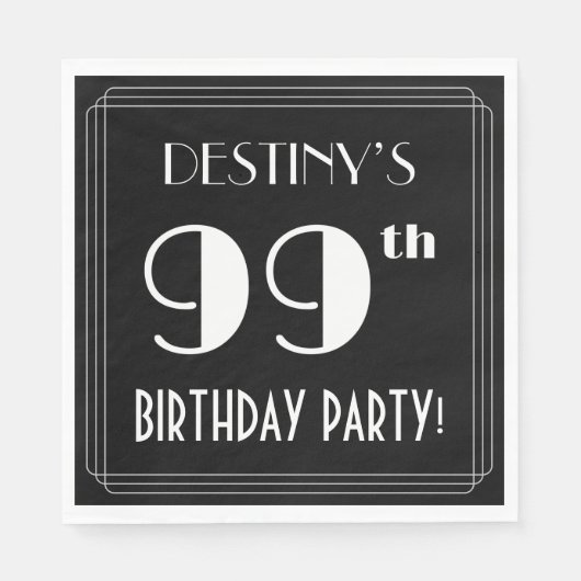 Art Deco-look 99th Birthday Party met aangepaste n Servet (Voorkant)