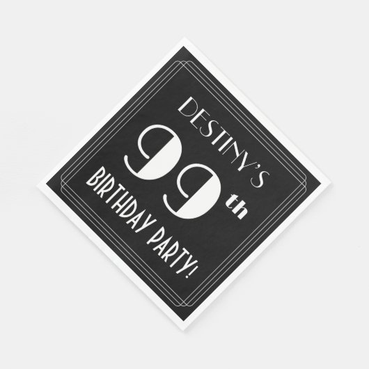 Art Deco-look 99th Birthday Party met aangepaste n Servet (Hoek)