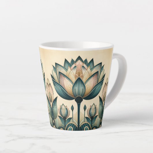 Art Deco Lotus 12oz Mok (Rechterhoek)