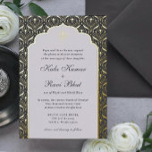 Art Deco Lotus Goud Bloemen Bruiloft Folie Uitnodiging