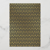 Art Deco Lotus Goud Bloemen Bruiloft Folie Uitnodiging (Achterkant)
