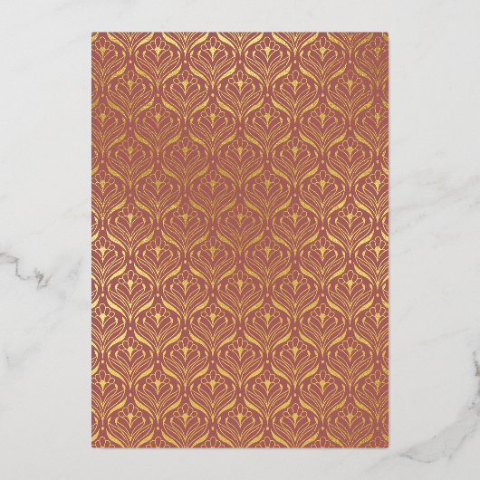 Art Deco Lotus Goud Bloemen Bruiloft Folie Uitnodiging (Achterkant)