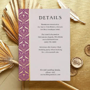 Art Deco Lotus Goud Bruiloft Details Behuizing Kaa Folie Uitnodiging Briefkaart