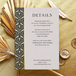 Art Deco Lotus Goud Bruiloft Details Behuizing Kaa Folie Uitnodiging Briefkaart