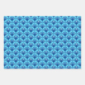 Art Deco Lotus Pattern, Turquoise & Cobalt Blue Inpakpapier Vel (Voorkant 2)