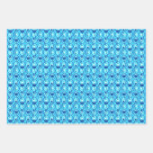 Art Deco Lotus Pattern, Turquoise & Cobalt Blue Inpakpapier Vel (Voorkant)